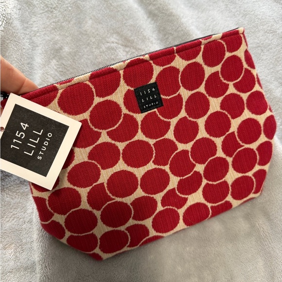 1154 Lill Studio Handbags - 1154 Lill Studio Red Dot Canvas Cosmetic Pouch